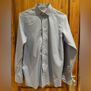 Eton blue gingham dress shirt. Contemporary fit. Size 39 x15.5